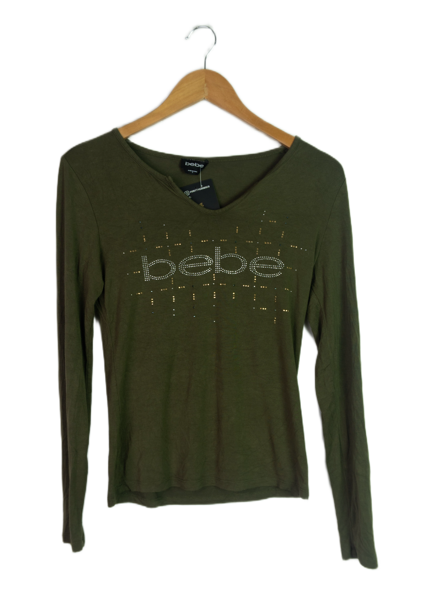 Vintage Y2K Bebe Olive Long Sleeve Top
