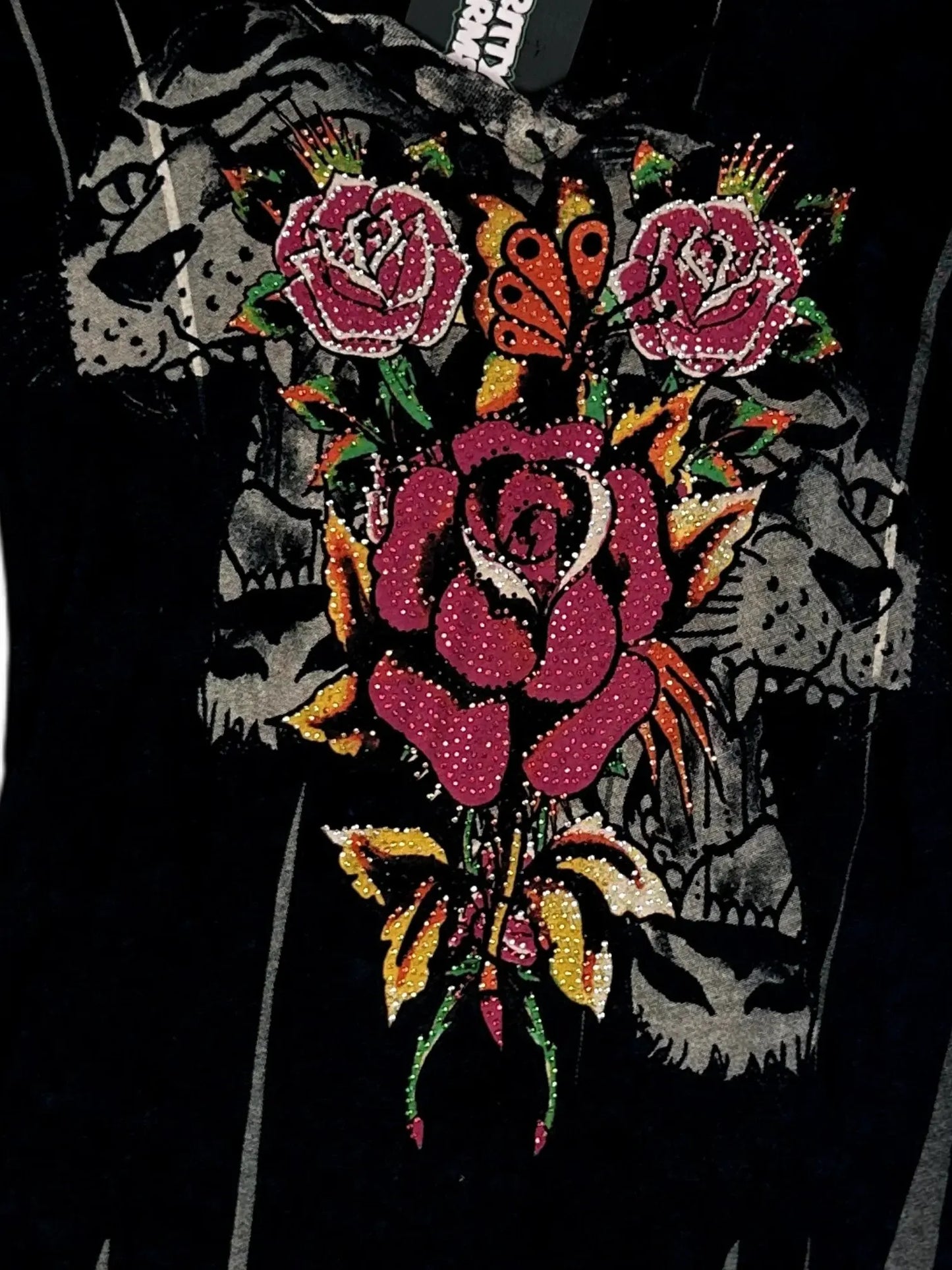 Vintage Y2K Ed Hardy Tiger & Rose Black Graphic T-Shirt