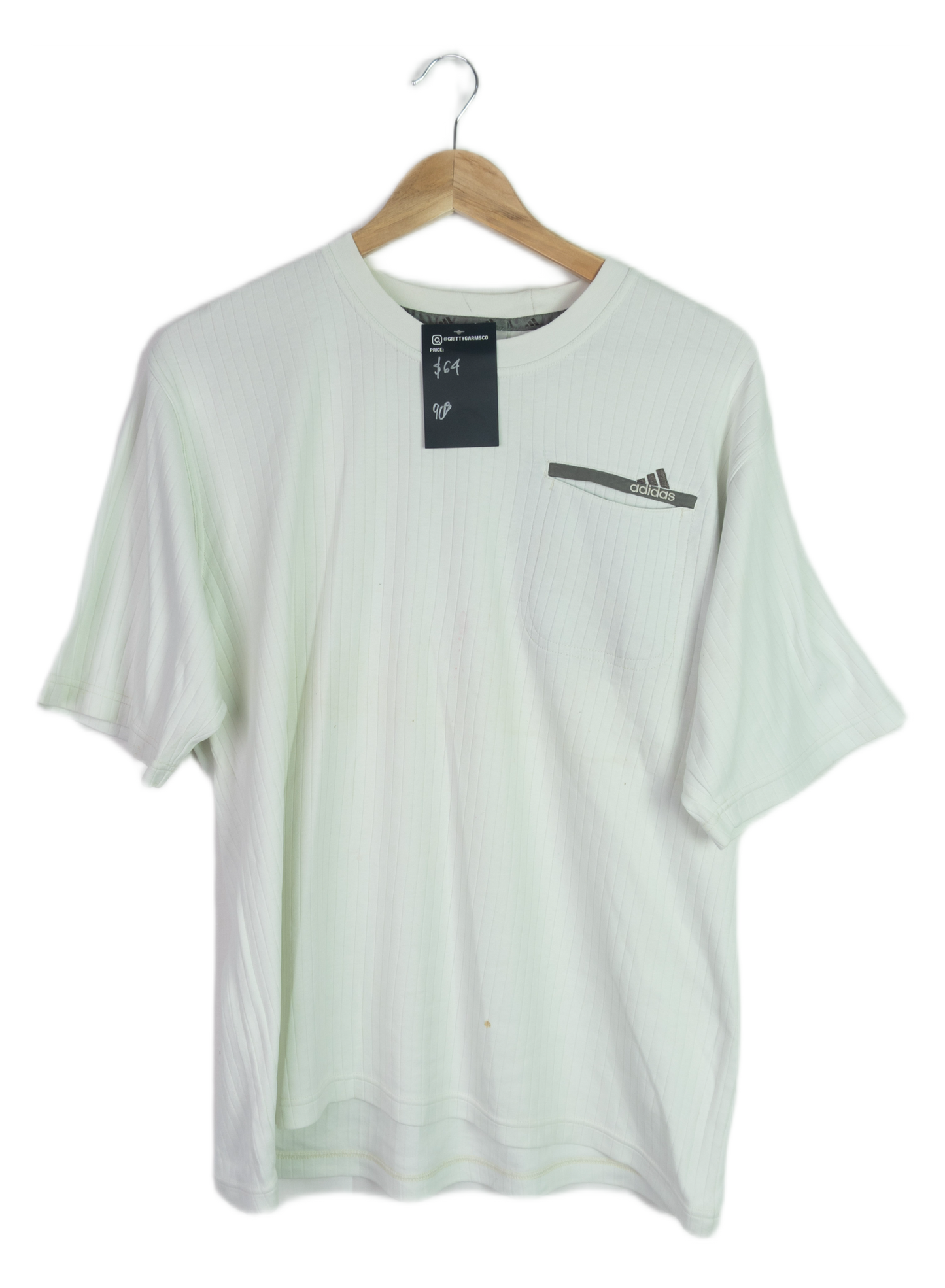 Vintage Adidas White Ribbed Athletic Tee