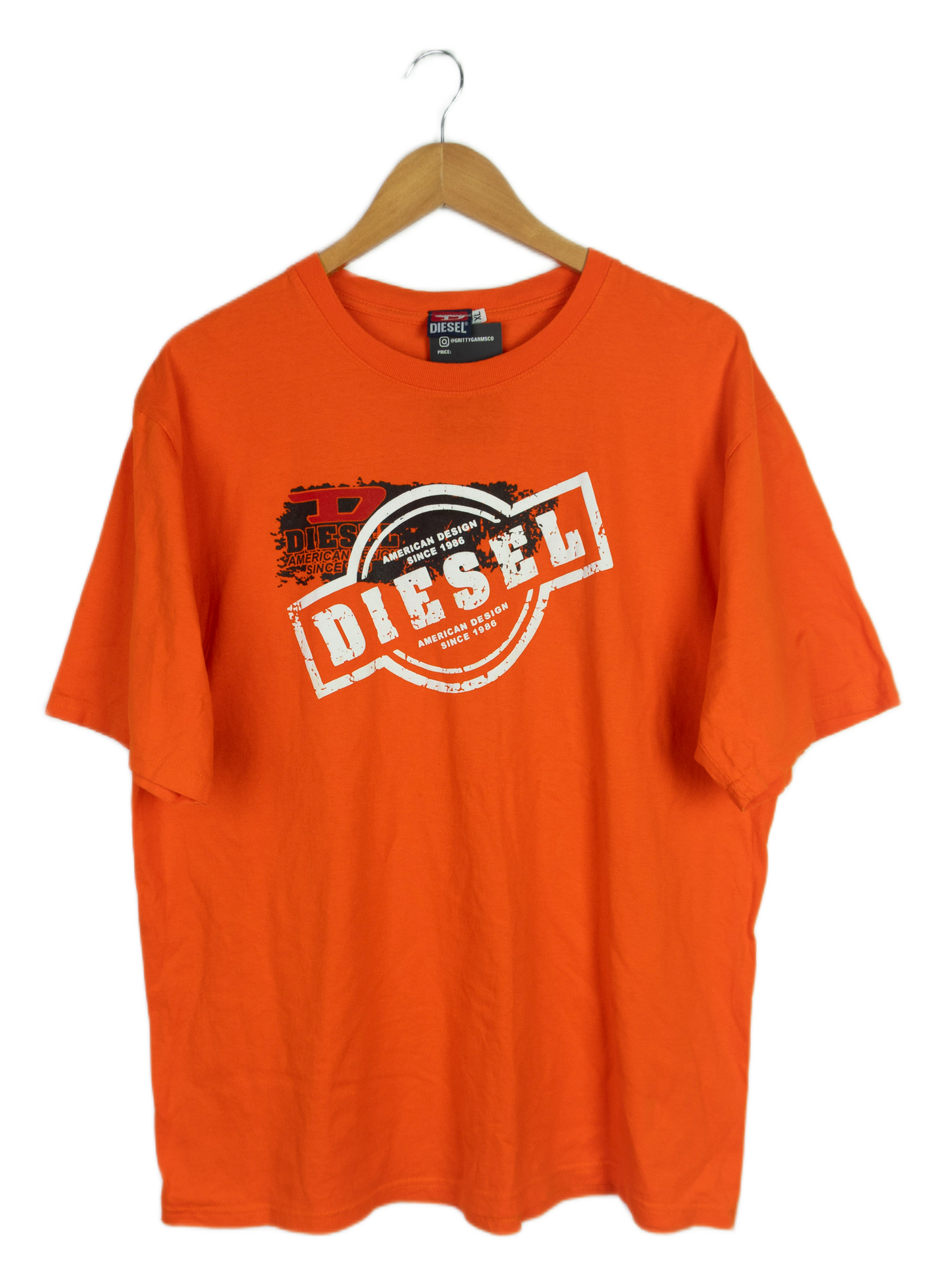Vintage Y2K Diesel Orange Logo Tee