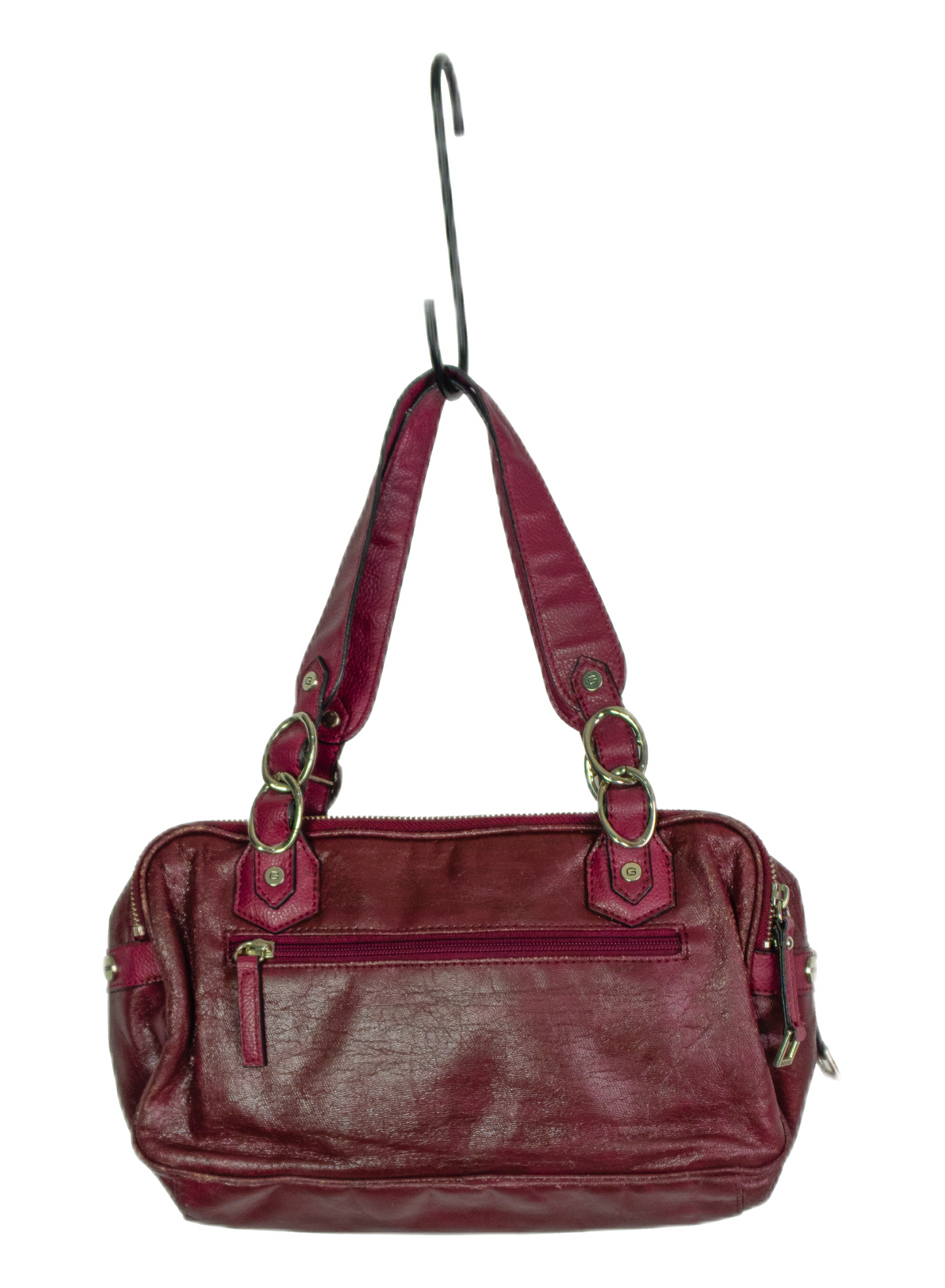 Vintage Y2K Guess Burgundy Faux Leather Buckle Detail Shoulder Bag