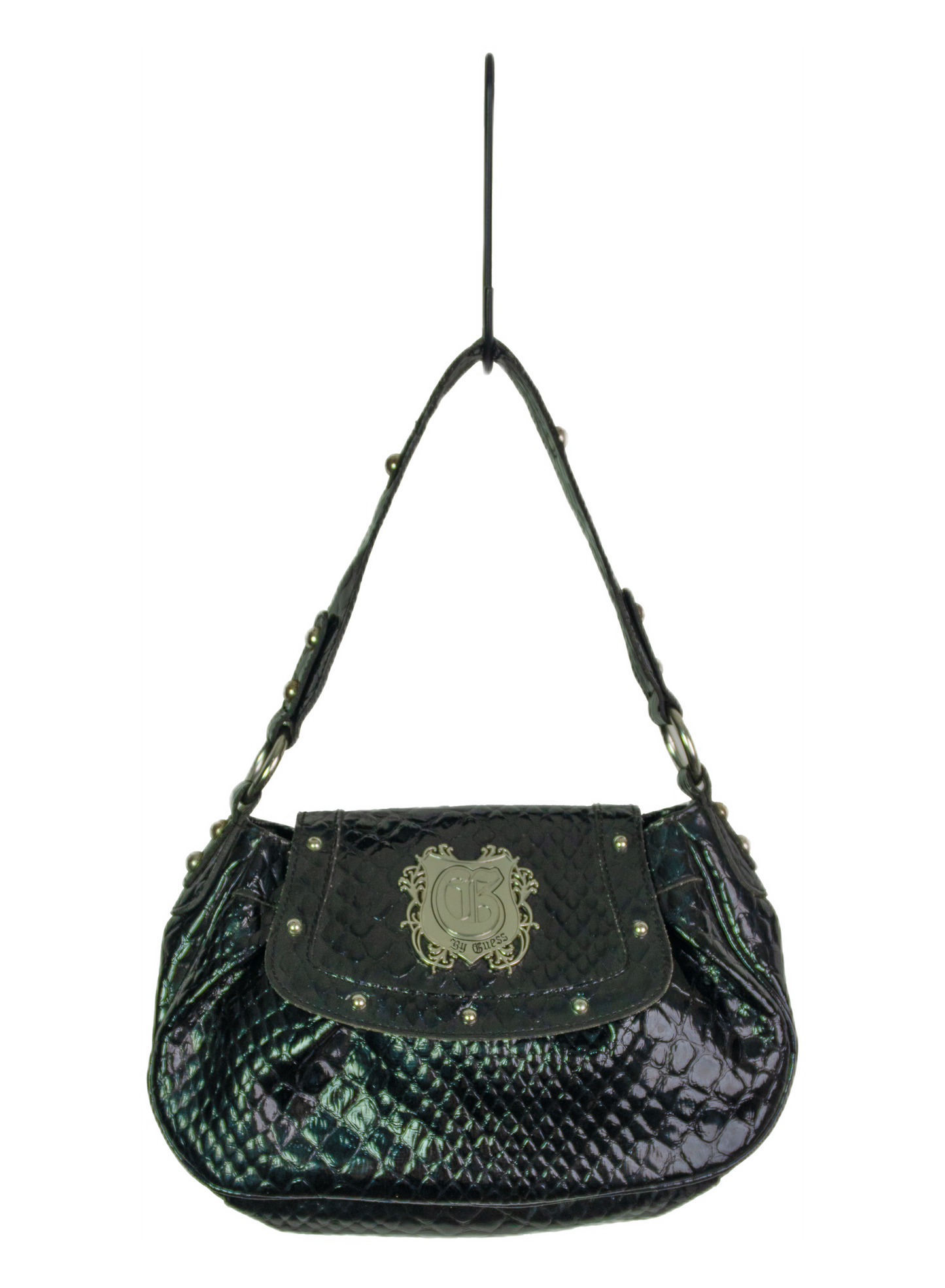 Vintage Y2K Guess Black Faux Snakeskin Shoulder Bag