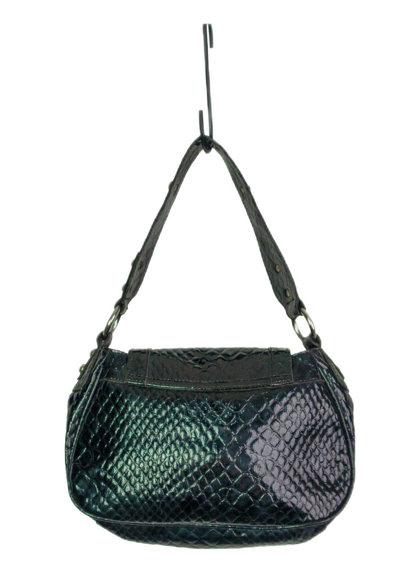 Vintage Y2K Guess Black Faux Snakeskin Shoulder Bag