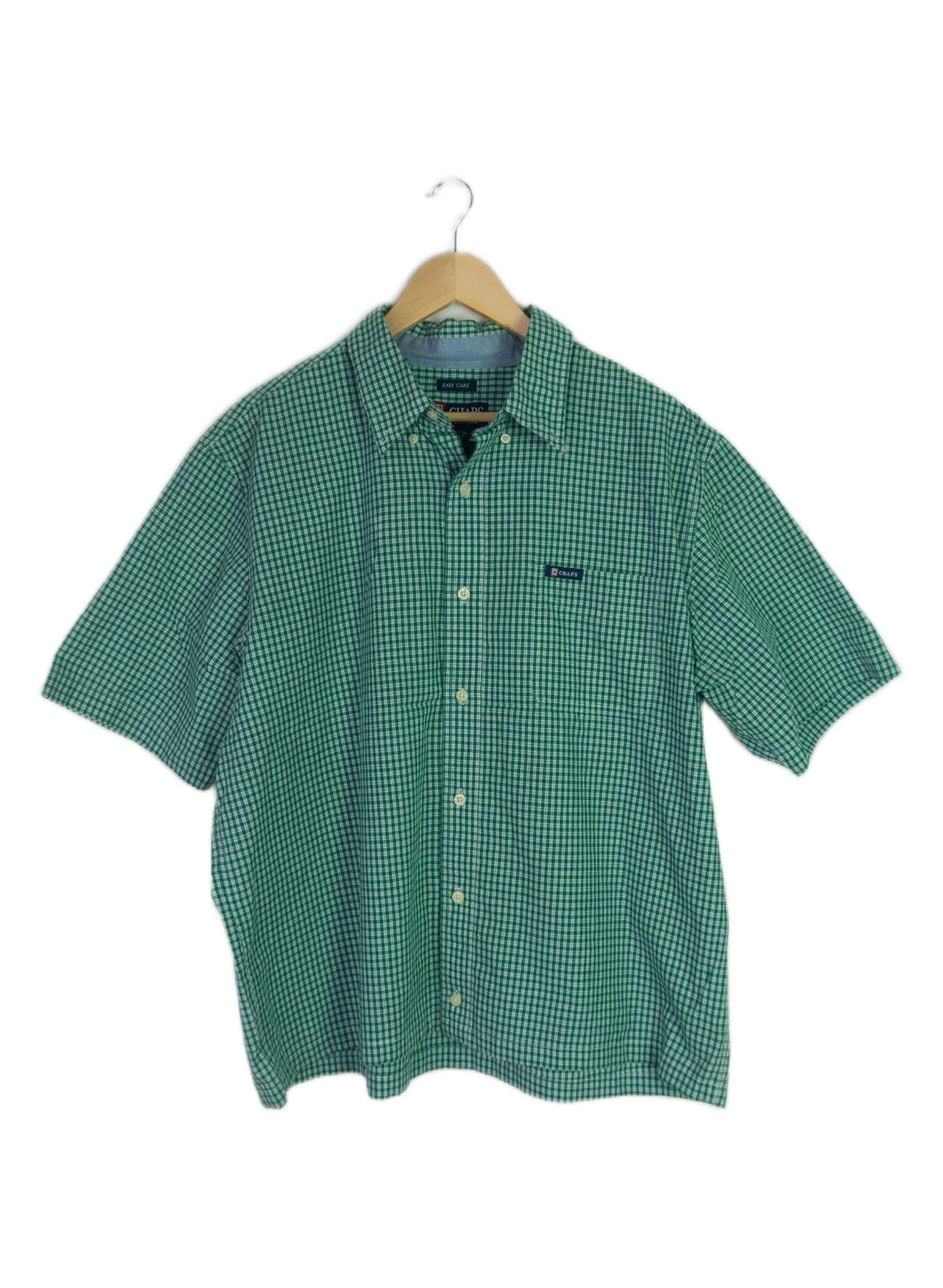 Vintage Chaps Green Gingham Cropped Button Up