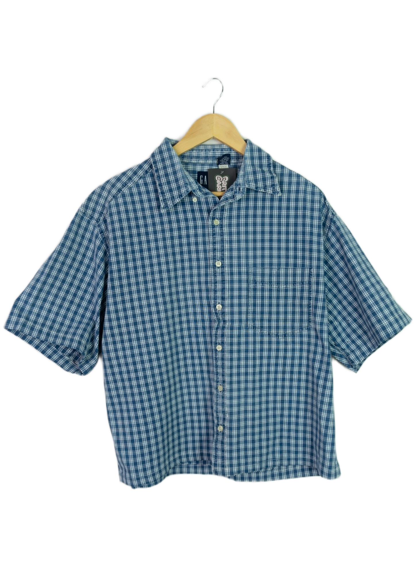 Vintage Gap Cropped Button Up Blue