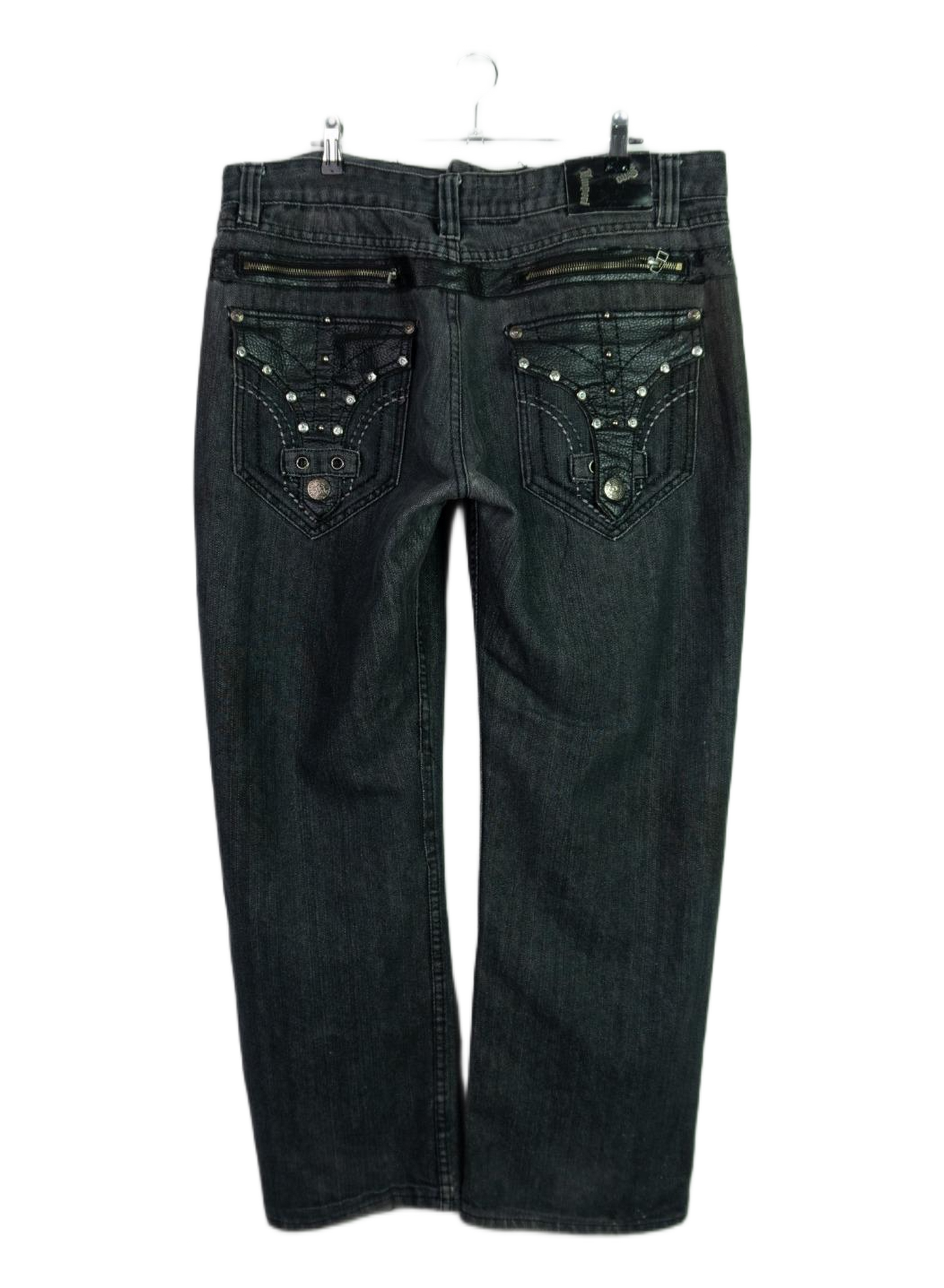 Vintage Baggy Y2K Grunge Imperious Black Embellished Jeans