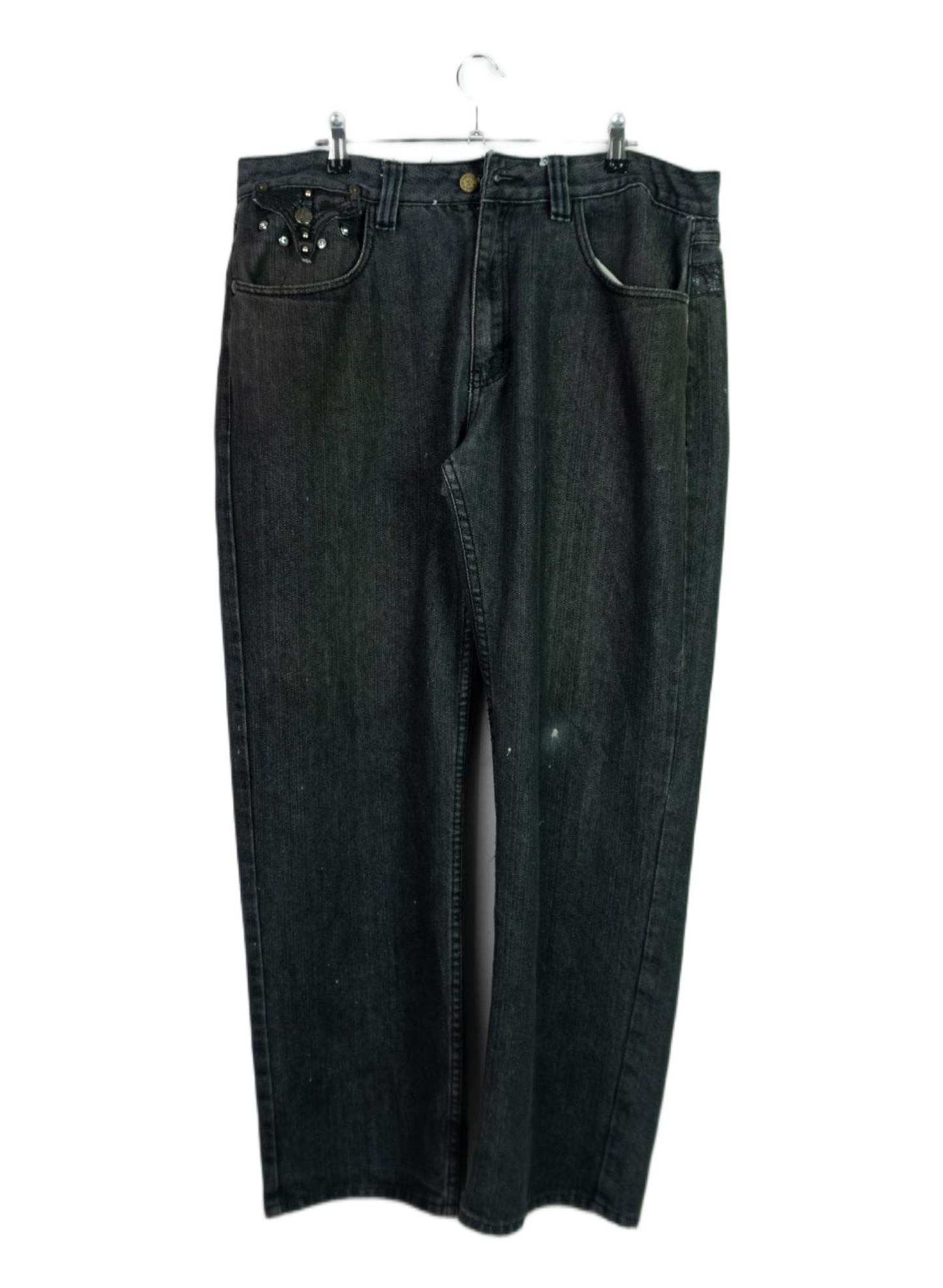 Vintage Baggy Y2K Grunge Imperious Black Embellished Jeans