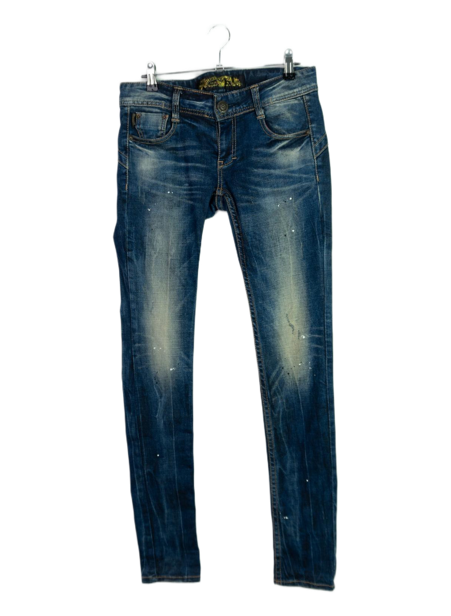 Vintage Y2K Red Pepper Cross Embroidered Skinny Jeans