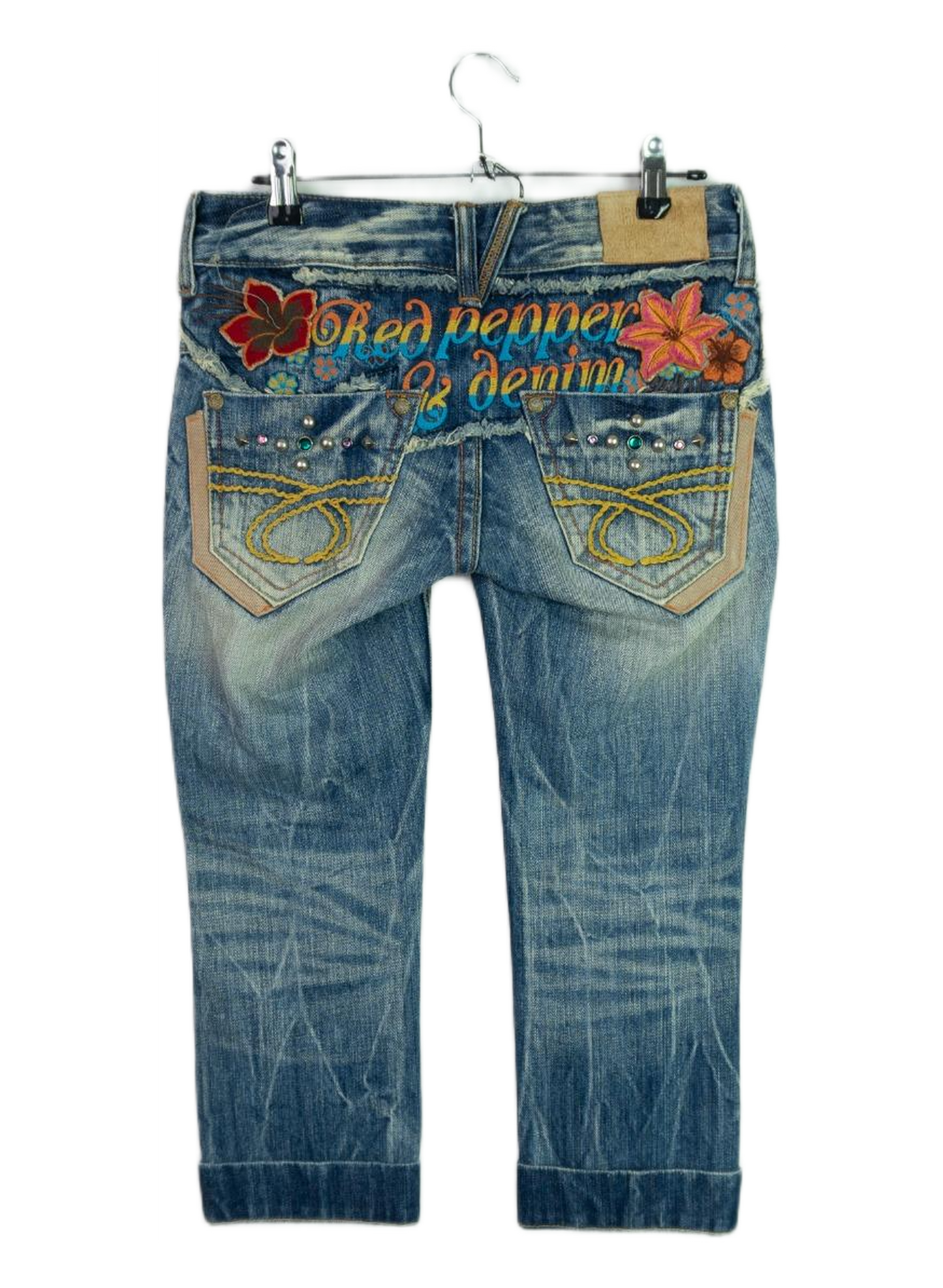 Vintage Y2K Red Pepper Embellished Capri Jeans