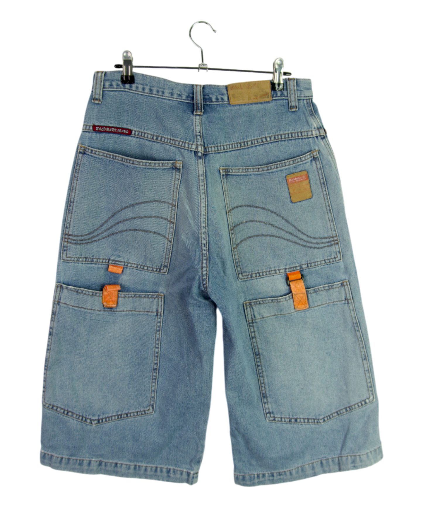 Vintage Bald Mark Denim Shorts Wave Pocket