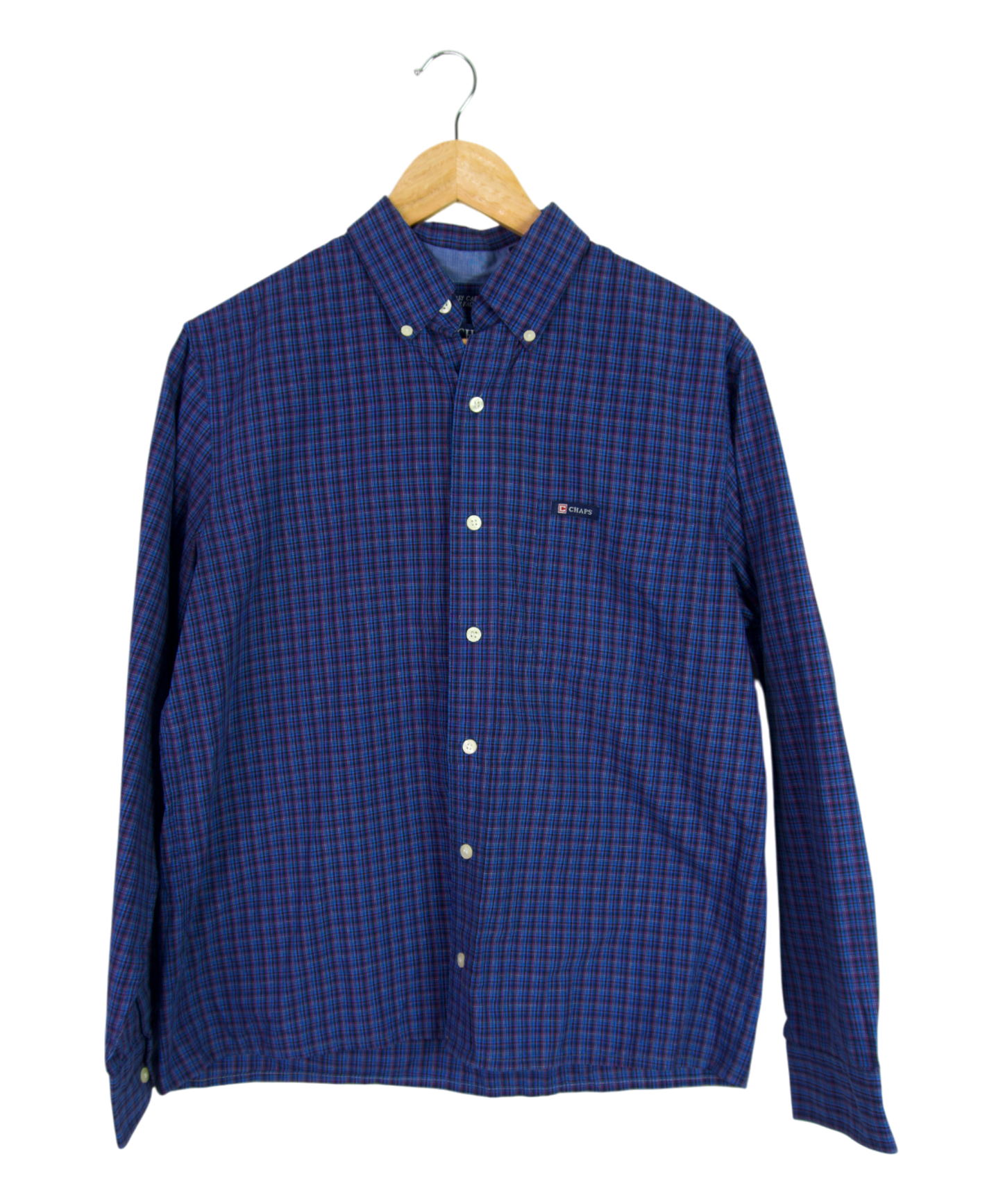 Vintage Chaps Cropped Longsleeve Button Up – Blue & Black