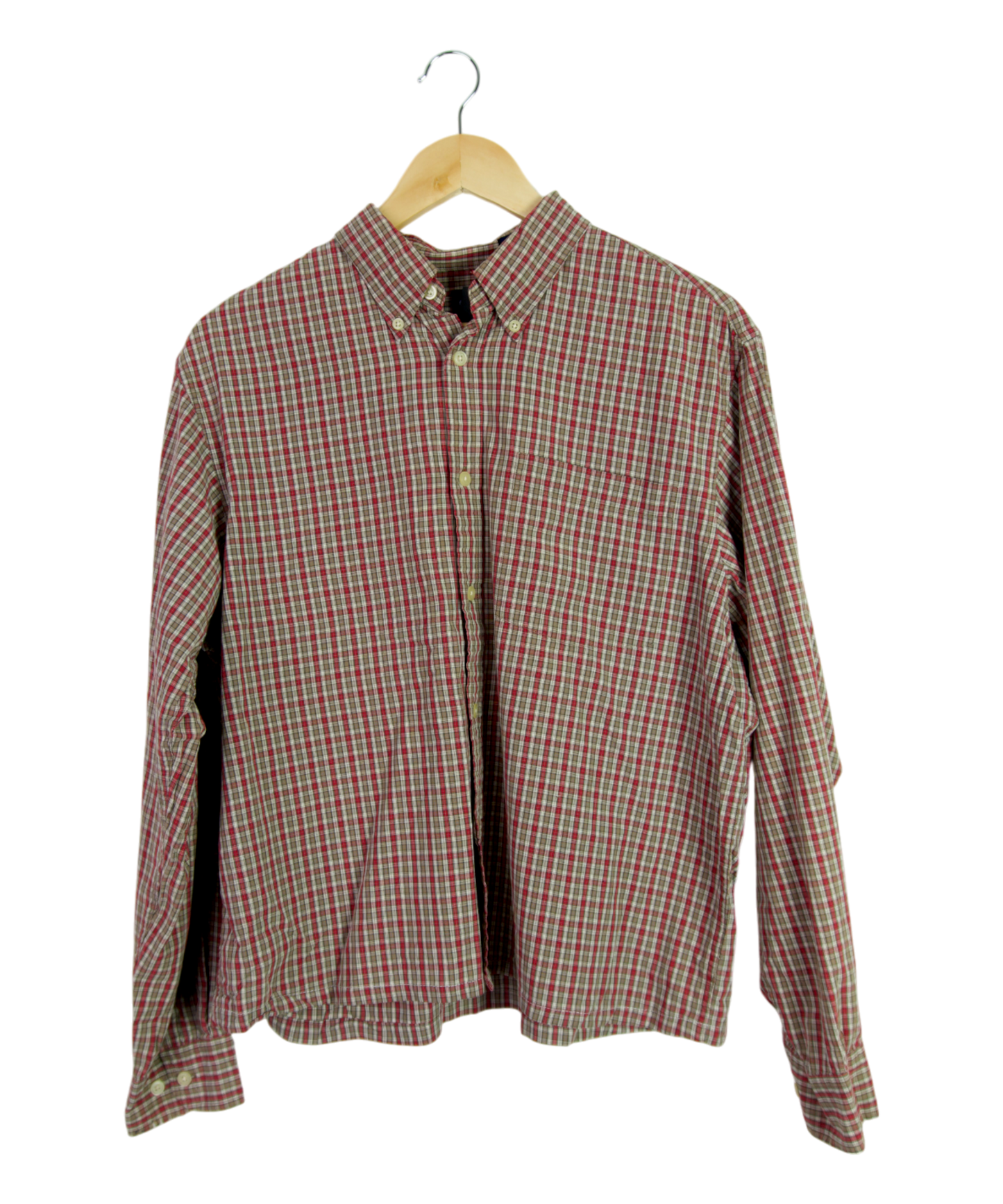 Vintage Gap Cropped Longsleeve Button Up – Red & Brown
