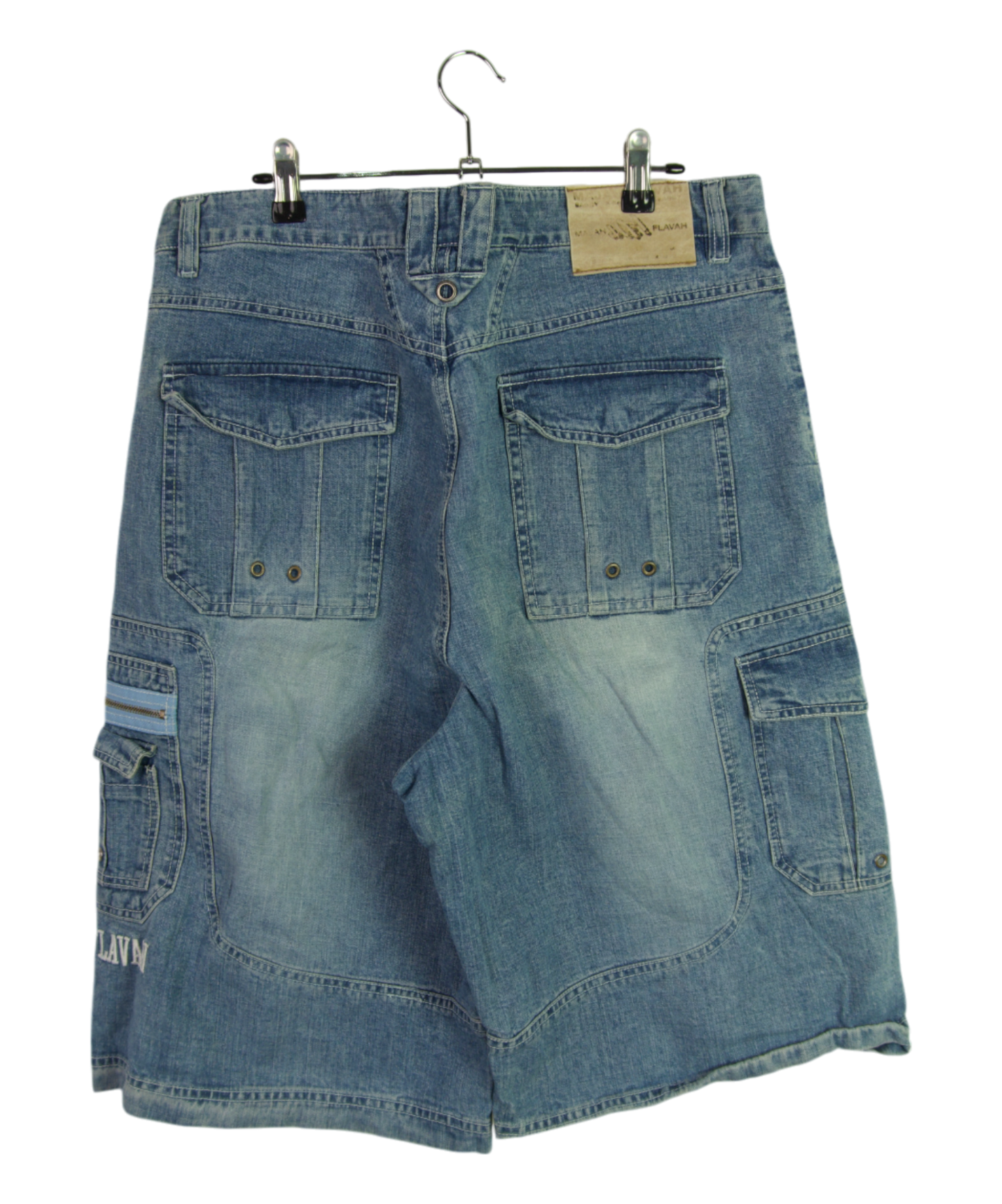 Vintage Majah Flavah Light Wash Denim Cargo Shorts