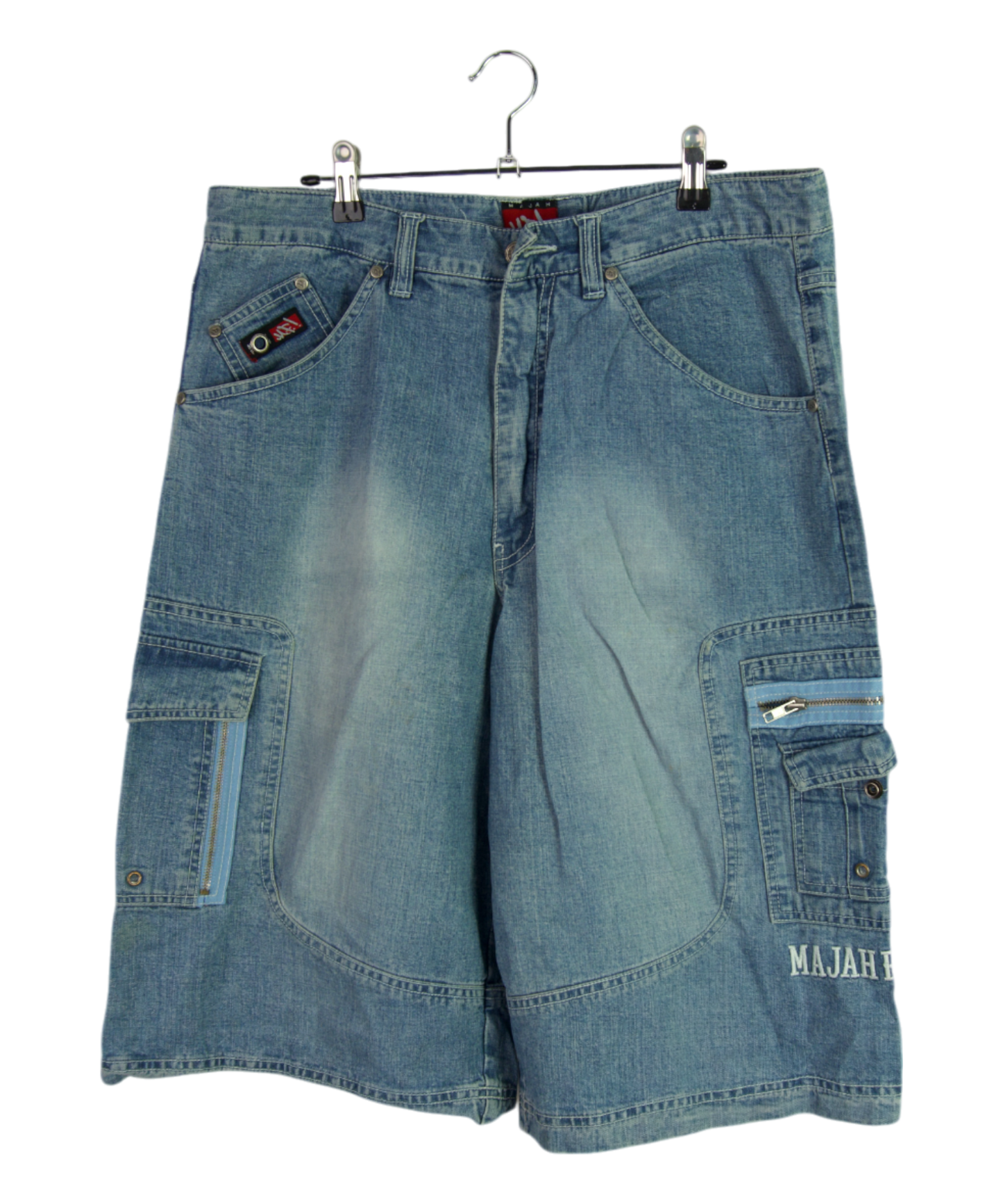 Vintage Majah Flavah Light Wash Denim Cargo Shorts