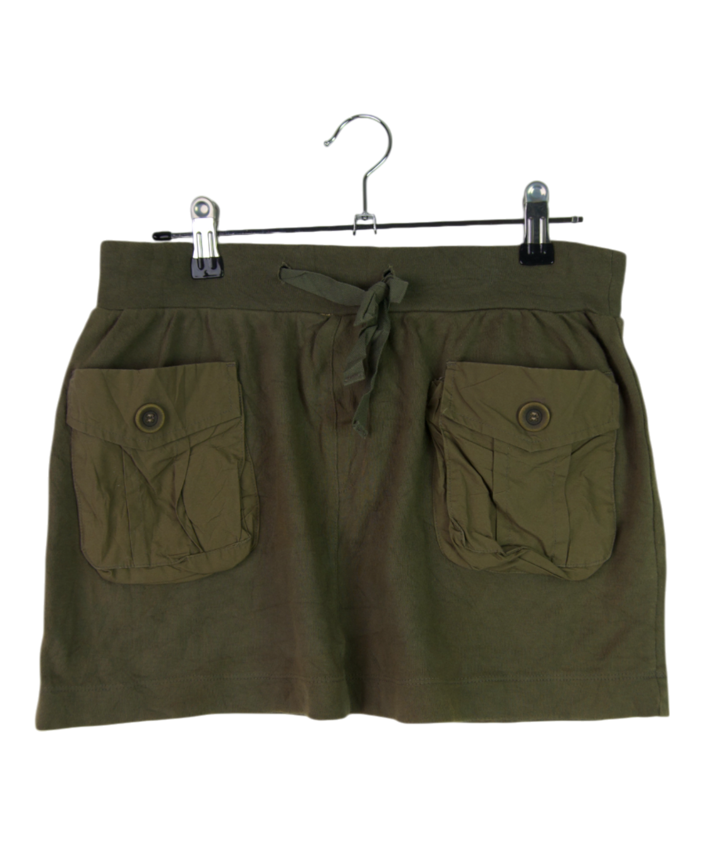 Vintage Rose Bud Utility Mini Skirt – Army Green