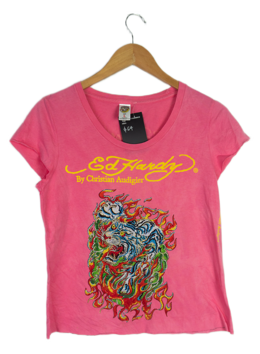 Vintage Y2K Ed Hardy Flame Tiger Top