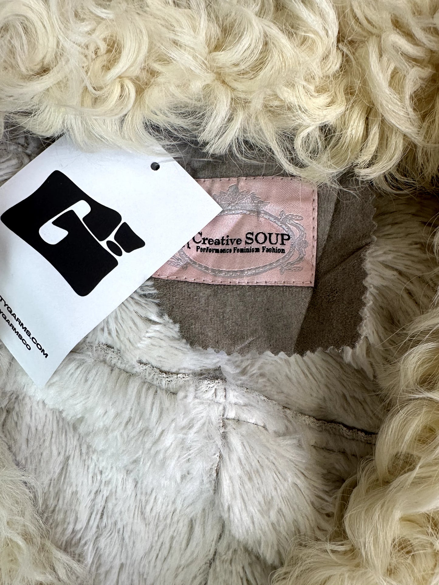 Vintage Creative SOUP Gray Faux Shearling Cropped Jacket