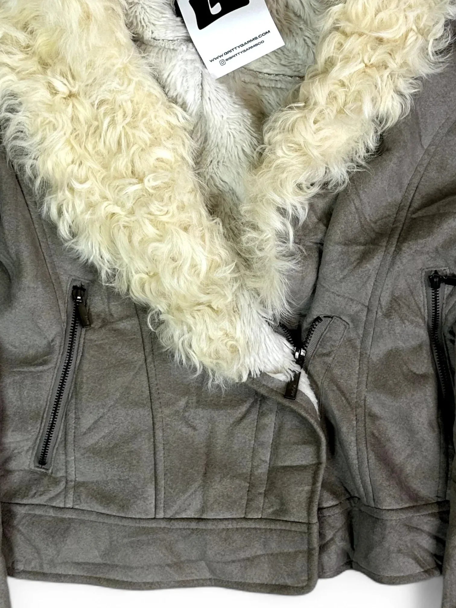 Vintage Creative SOUP Gray Faux Shearling Cropped Jacket