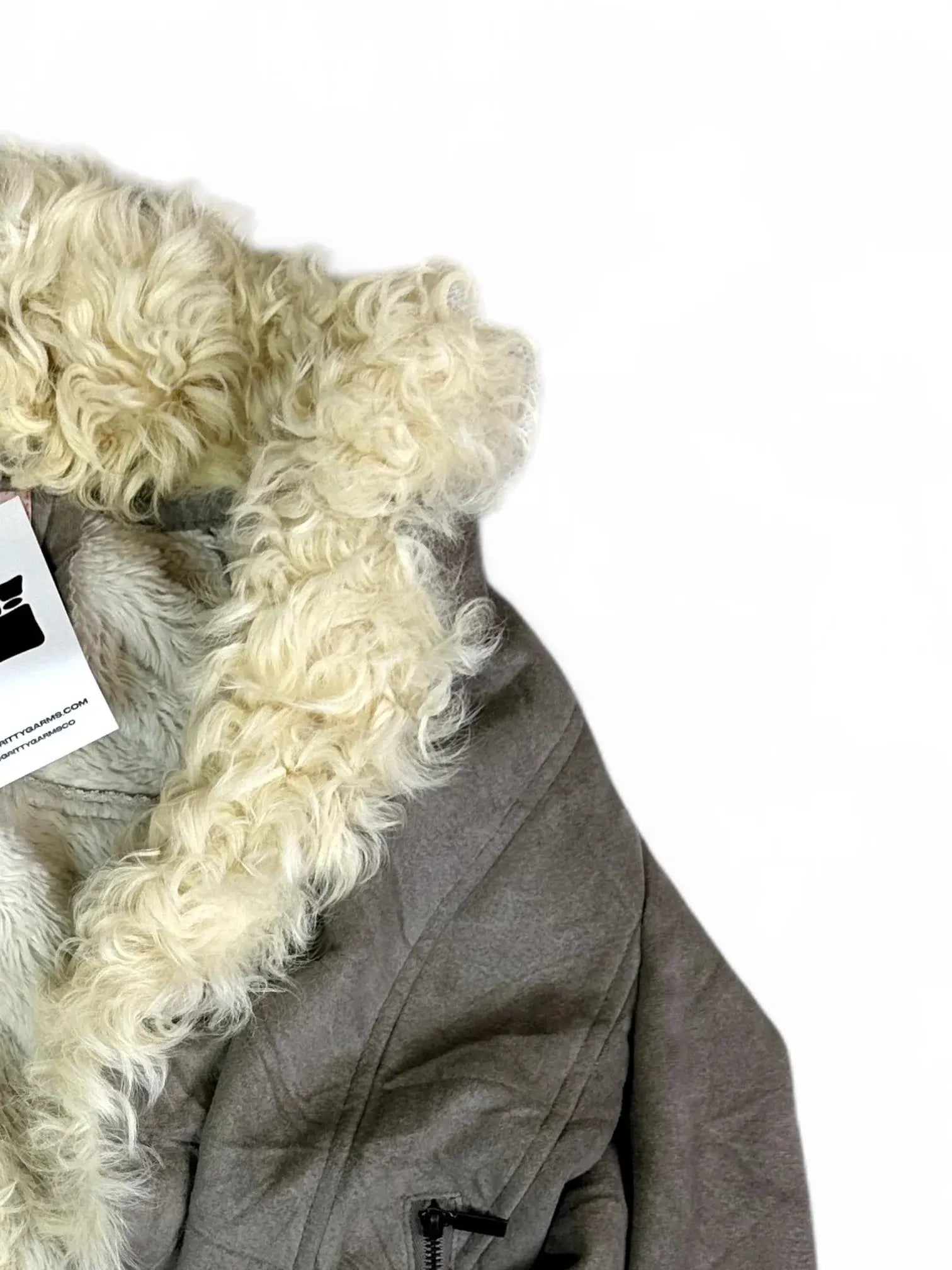 Vintage Creative SOUP Gray Faux Shearling Cropped Jacket