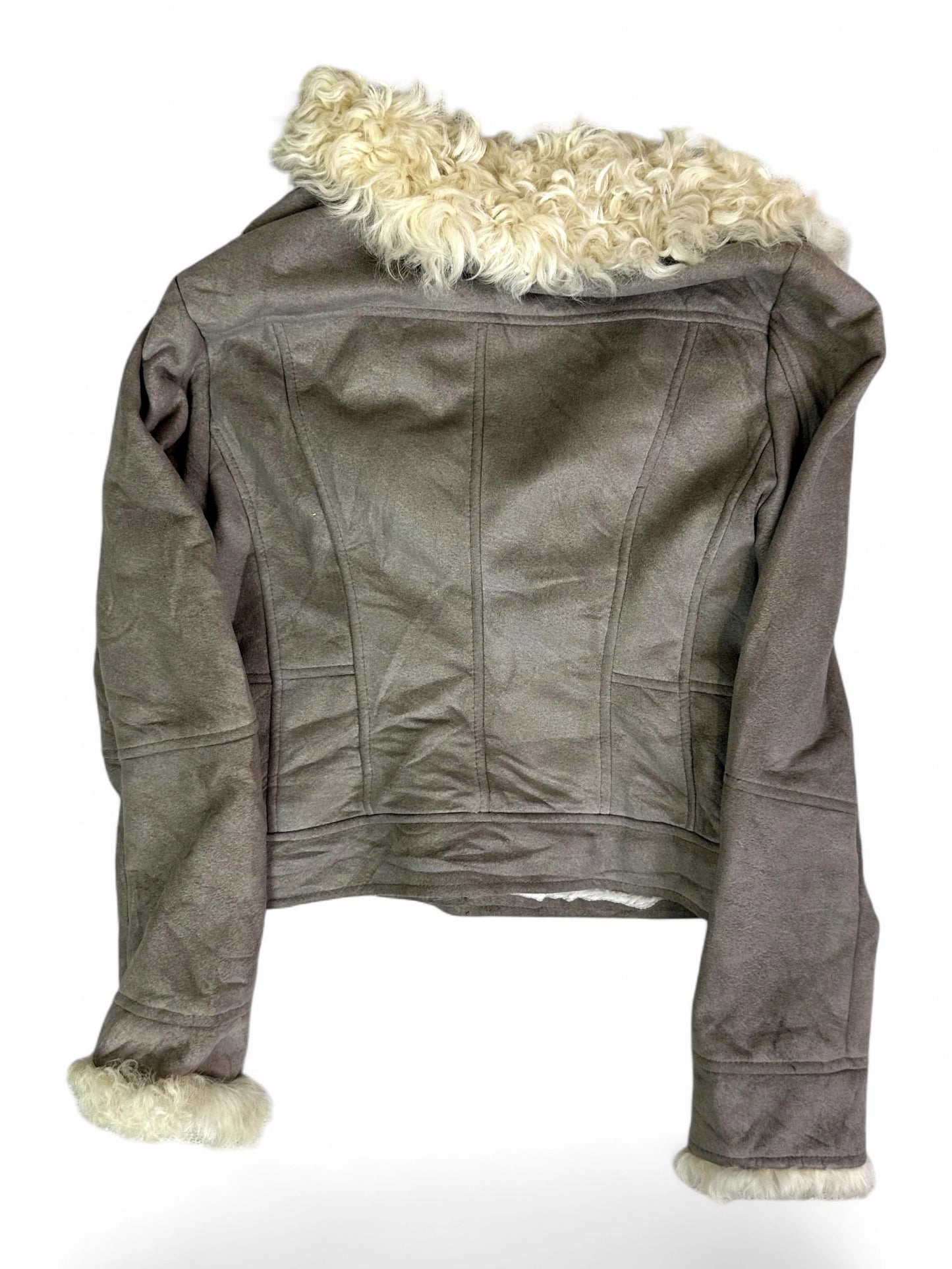 Vintage Creative SOUP Gray Faux Shearling Cropped Jacket