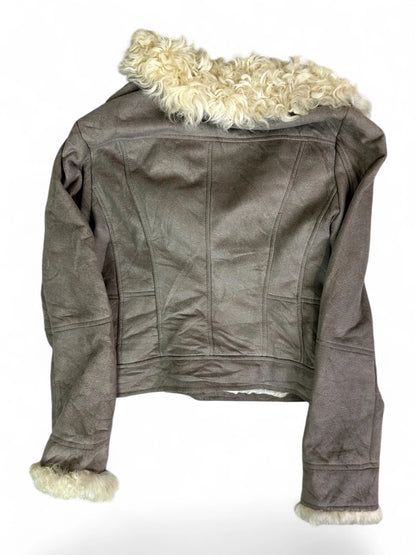 Vintage Creative SOUP Gray Faux Shearling Cropped Jacket
