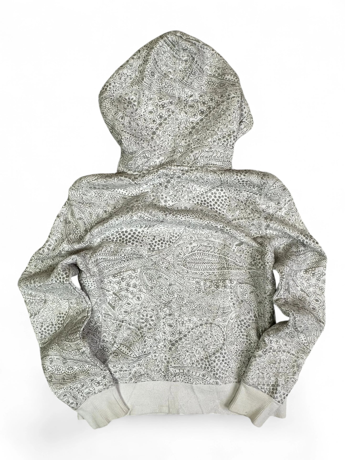 Vintage Roxy Silver Pattern Sherpa Lined Zip Hoodie