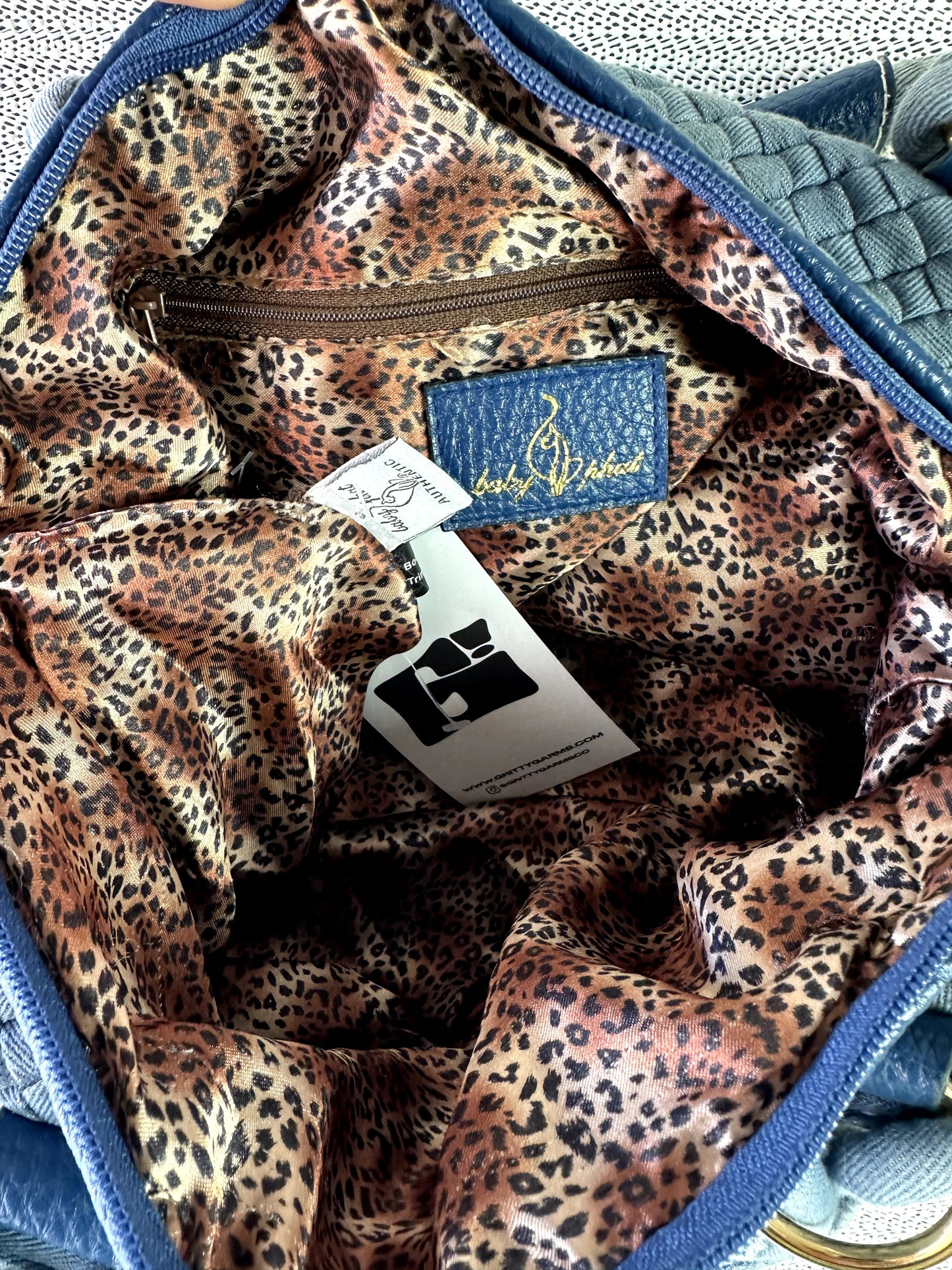 Slate Blue Woven Baby Phat Crown Logo Satchel Handbag