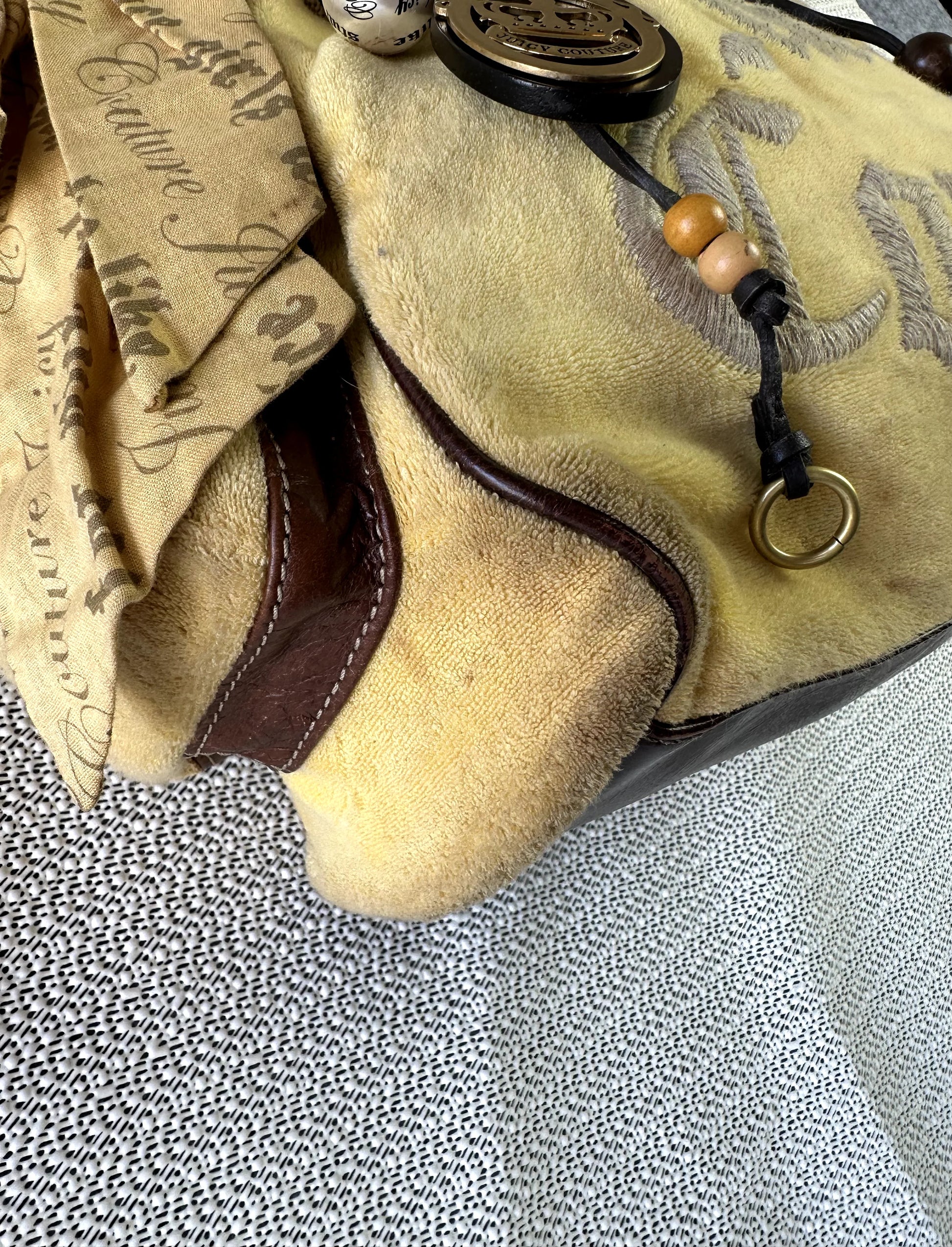 Y2K Juicy Couture Yellow Velour Logo Tote Bag