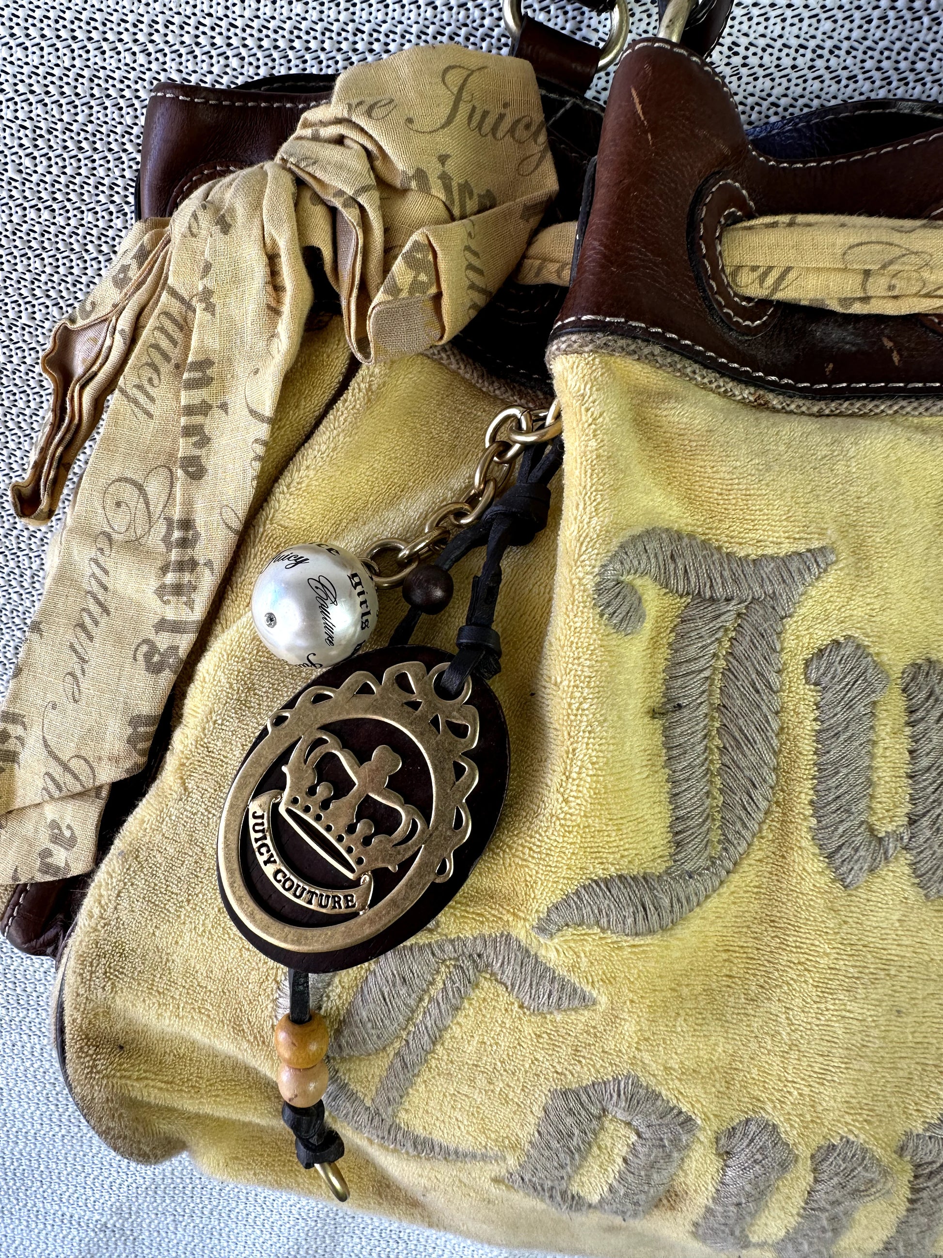 Y2K Juicy Couture Yellow Velour Logo Tote Bag