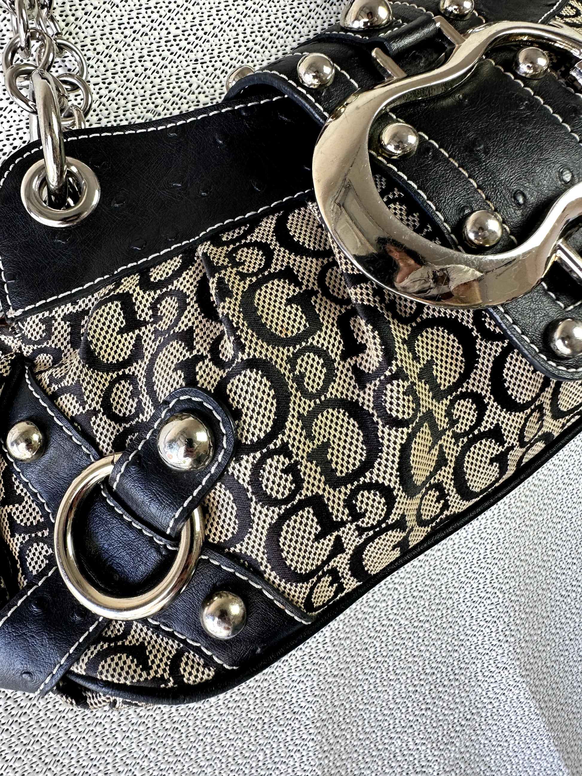 Vintage GUESS monogram buckle shoulder bag