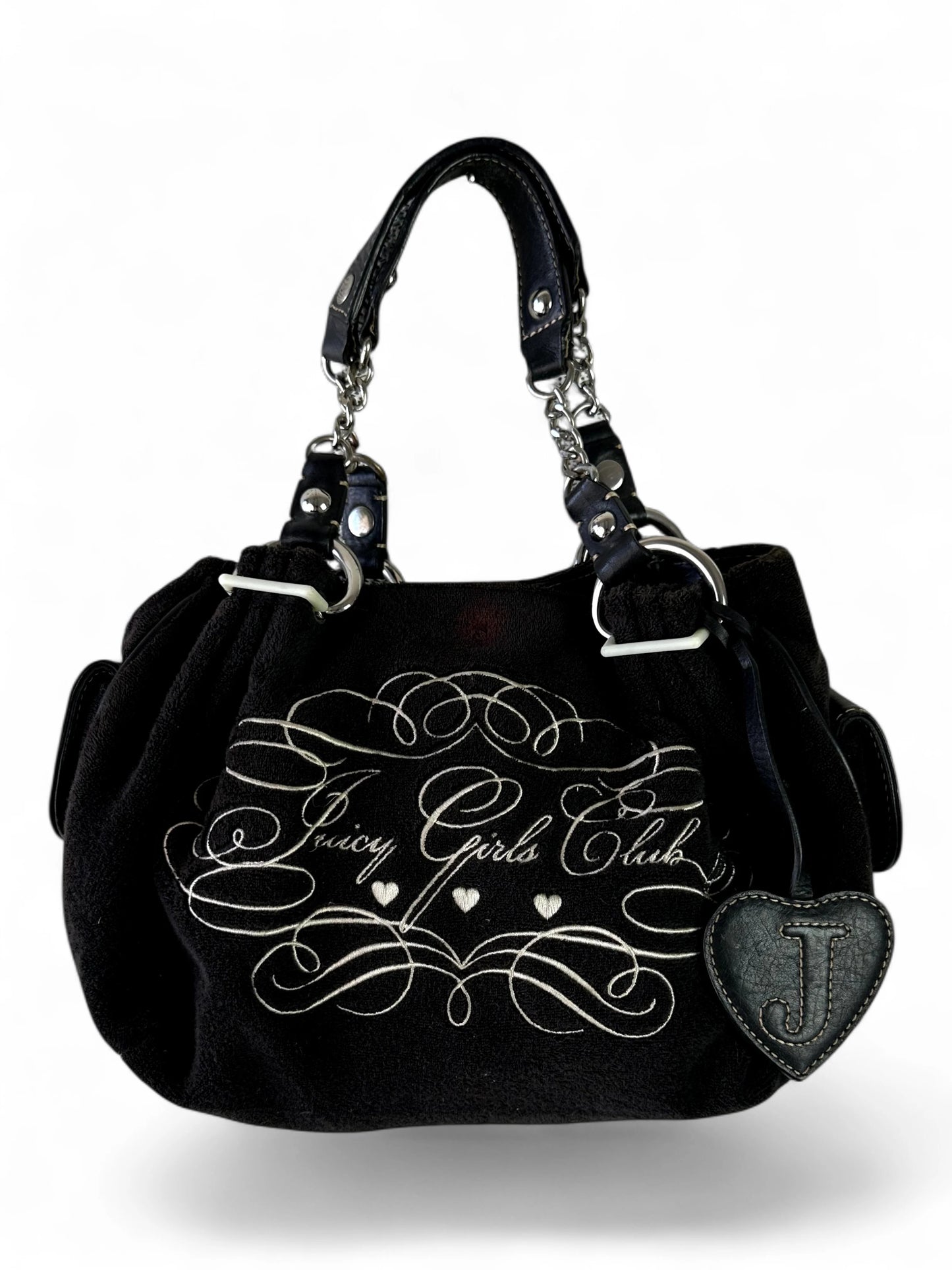 Y2K Juicy Couture Black Terry “Juicy Girls Club” Shoulder Bag