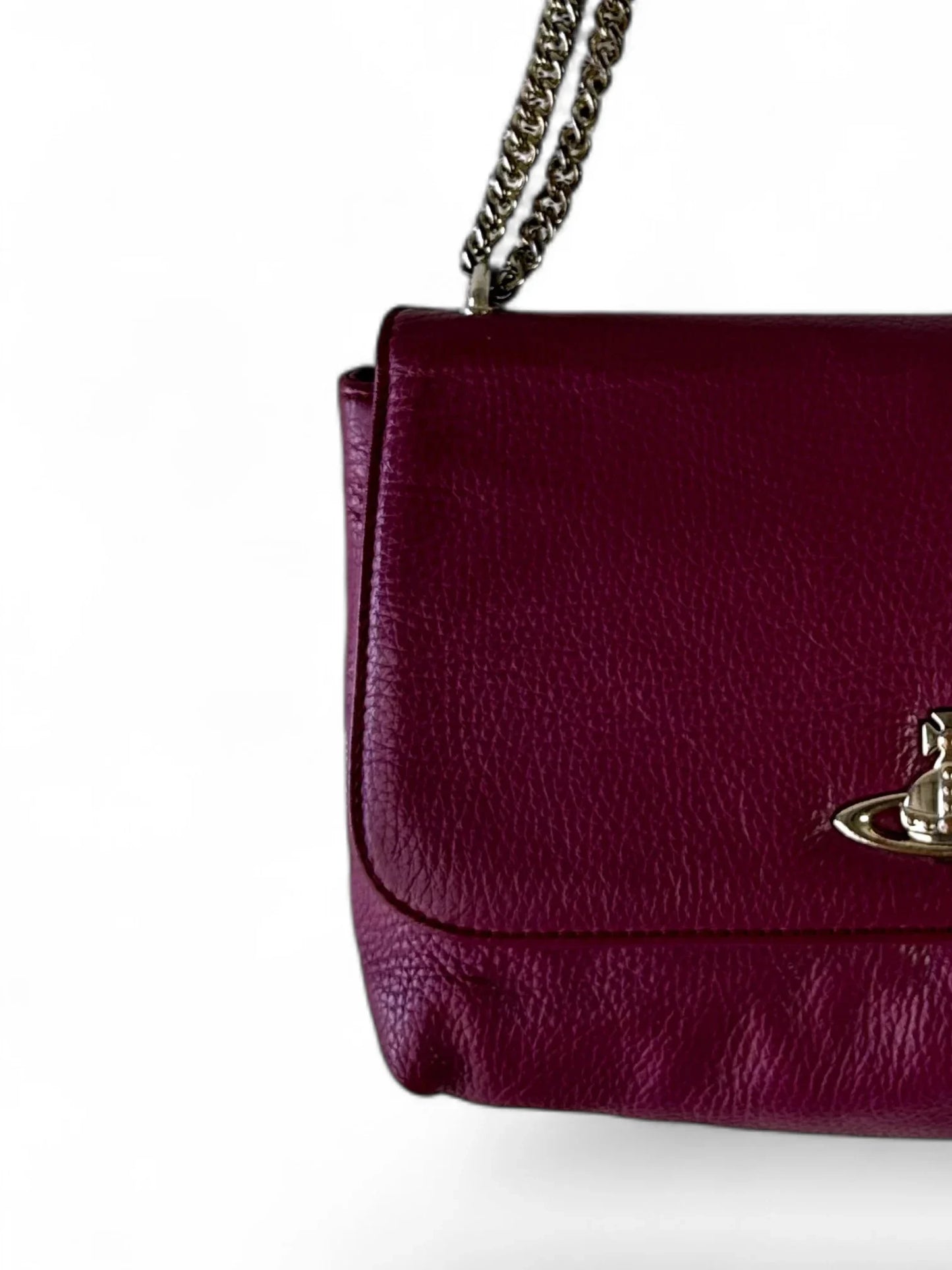 Vivienne Westwood plum pebbled leather chain shoulder bag
