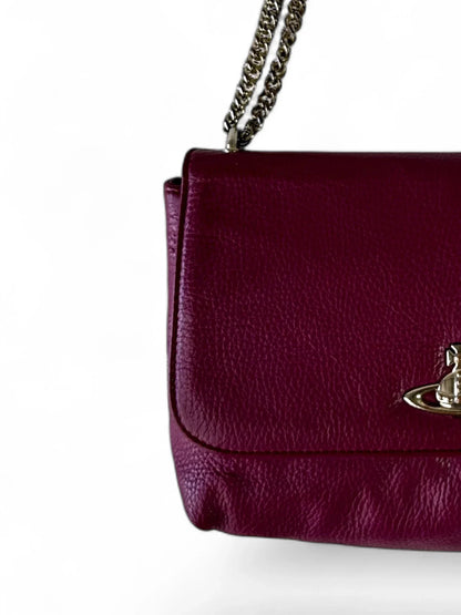 Vivienne Westwood plum pebbled leather chain shoulder bag