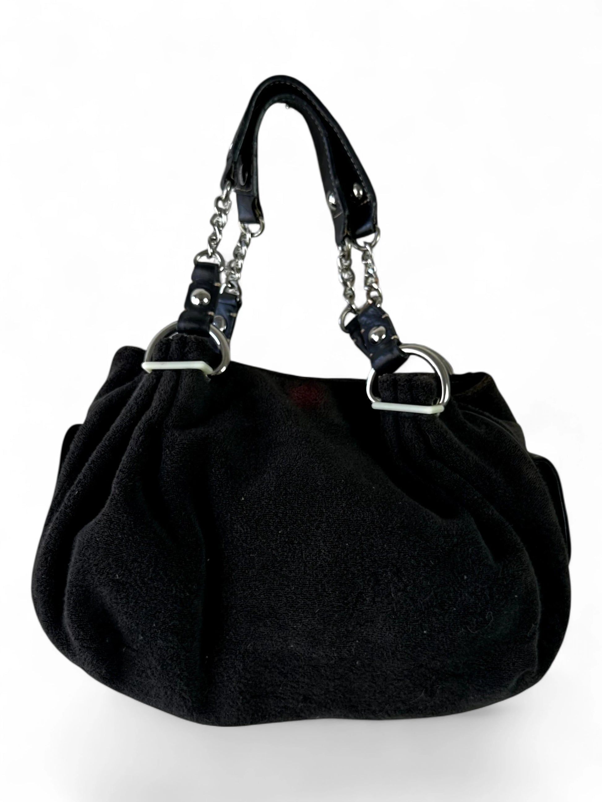 Y2K Juicy Couture Black Terry “Juicy Girls Club” Shoulder Bag