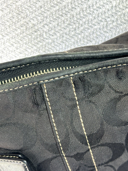 Vintage Coach black signature jacquard leather-trim hobo bag