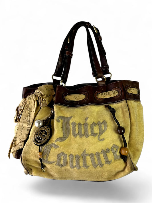 Y2K Juicy Couture Yellow Velour Logo Tote Bag