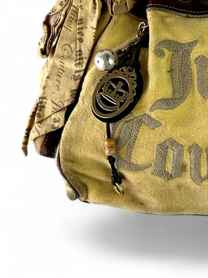 Y2K Juicy Couture Yellow Velour Logo Tote Bag