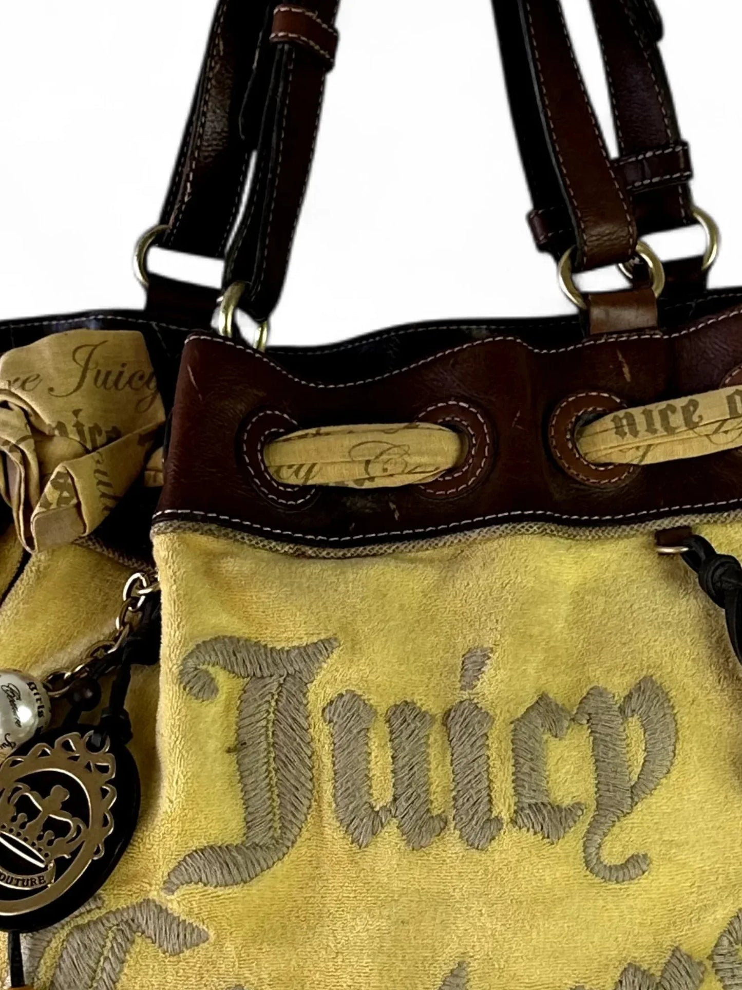 Y2K Juicy Couture Yellow Velour Logo Tote Bag