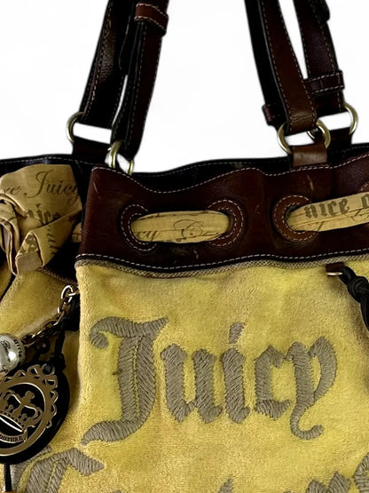 Y2K Juicy Couture Yellow Velour Logo Tote Bag