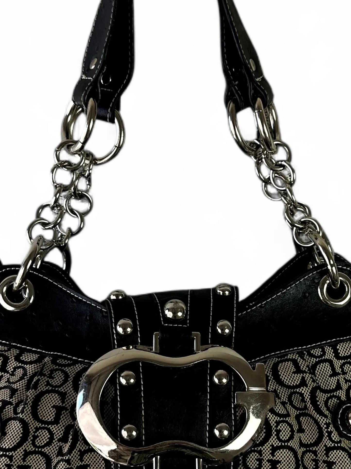 Vintage GUESS monogram buckle shoulder bag