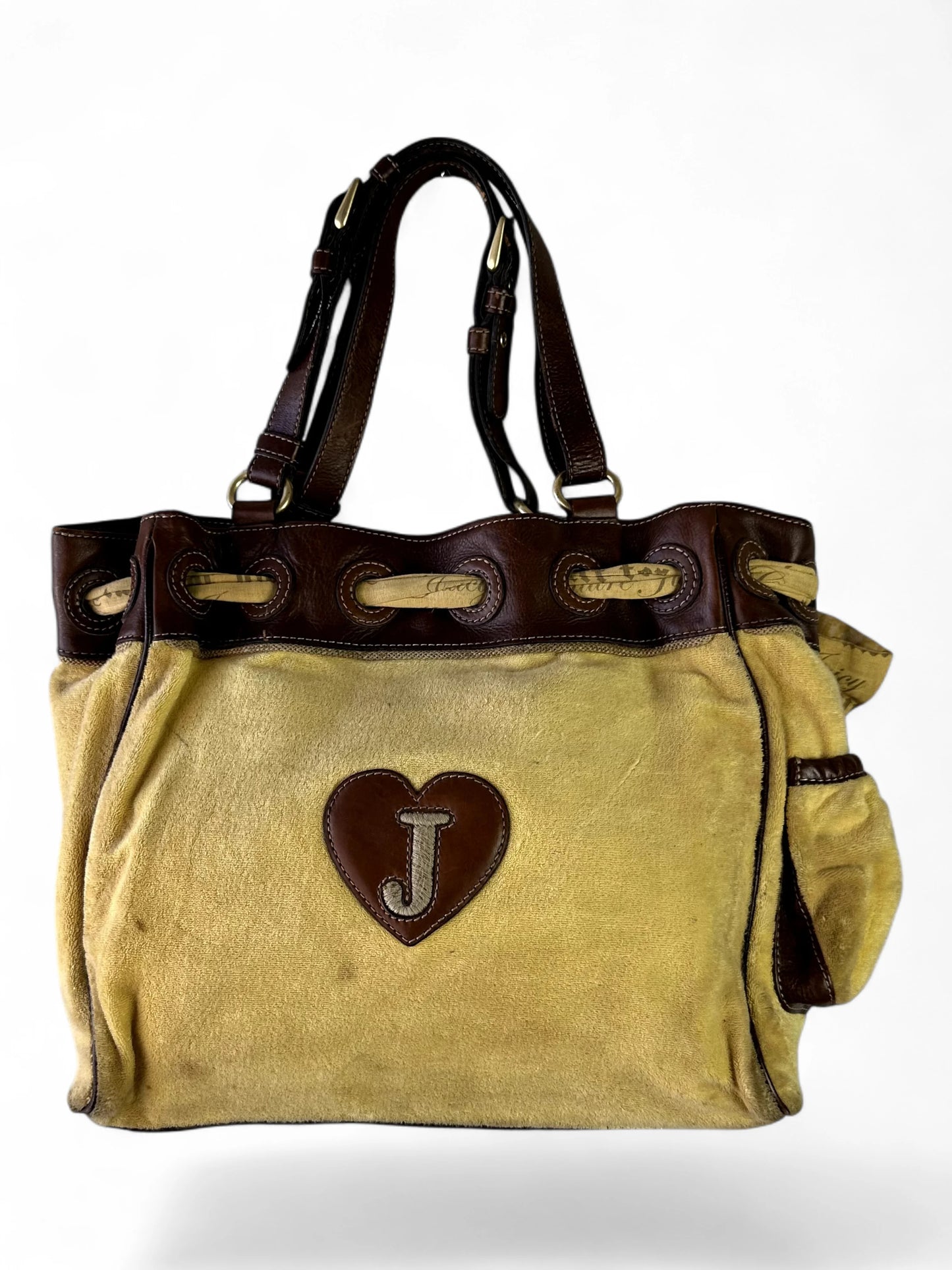Y2K Juicy Couture Yellow Velour Logo Tote Bag
