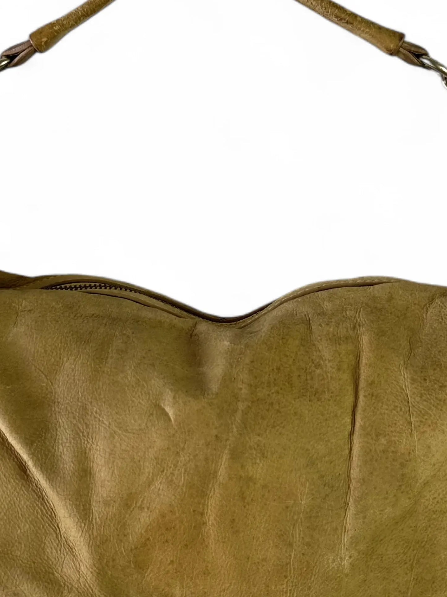 Y2K Juicy Couture yellow-brown leather crest charm hobo bag