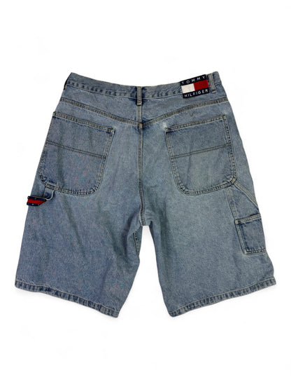 Vintage 90s Tommy Hilfiger light wash denim carpenter shorts jorts