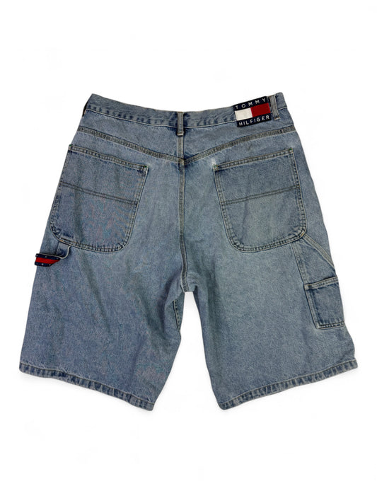 Vintage 90s Tommy Hilfiger light wash denim carpenter shorts jorts