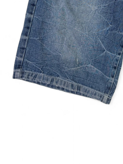 Vintage 00s Y2K Avirex crinkle-wash long denim shorts
