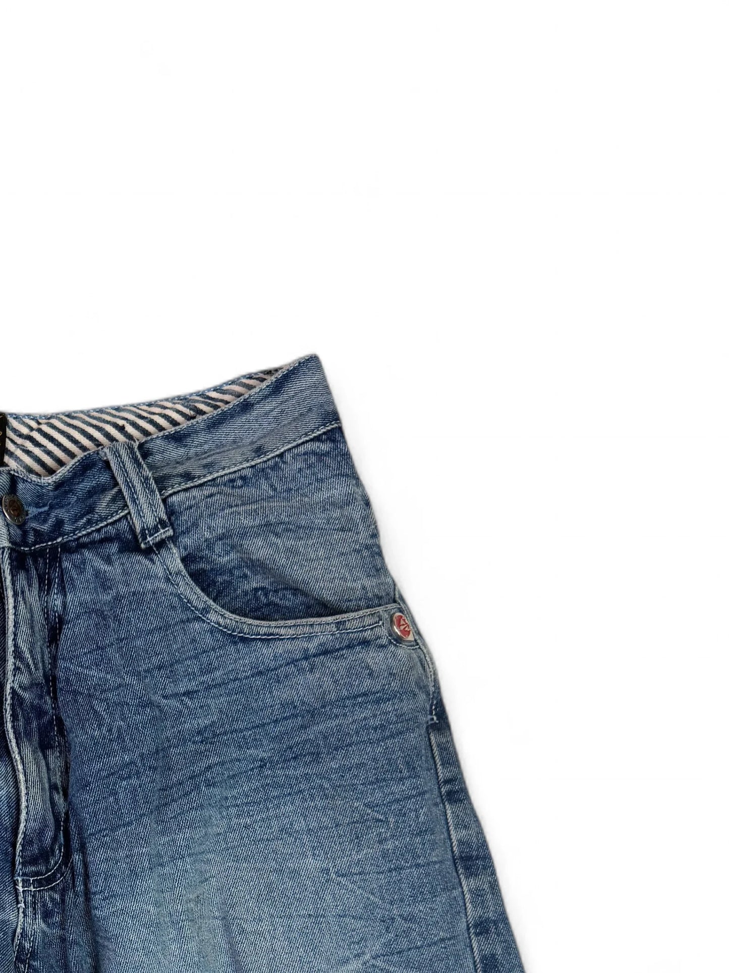 Vintage 00s Y2K Avirex crinkle-wash long denim shorts