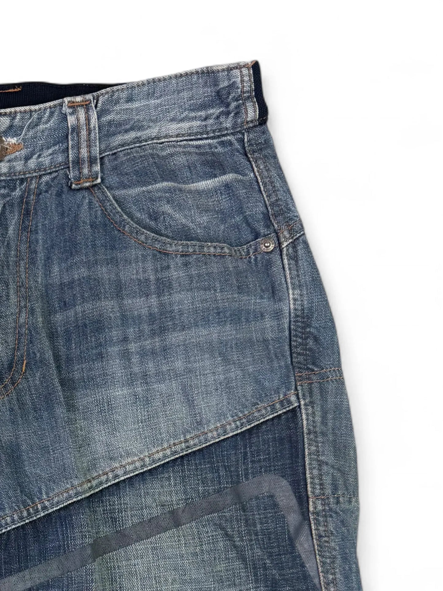 Vintage 00s Y2K FUBU Platinum logo denim capri shorts