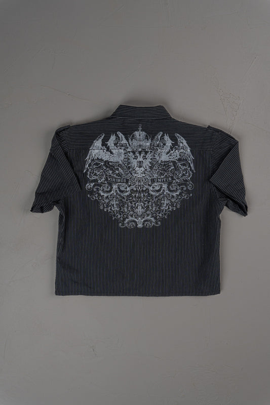 Vintage Y2K Red Level Nine Cropped Button-up T-shirt