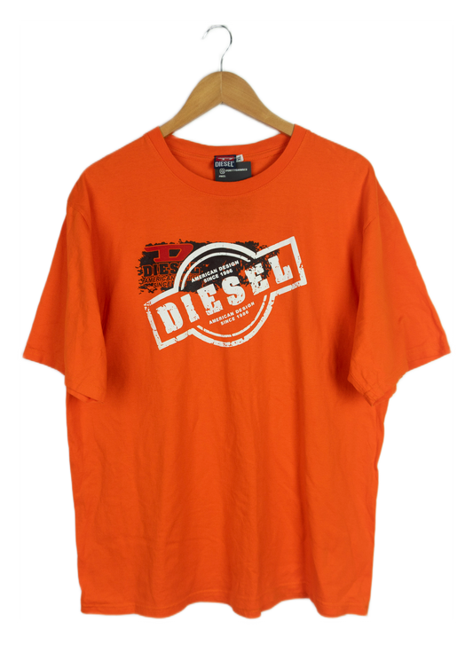 Vintage Y2K Diesel Orange Logo Tee