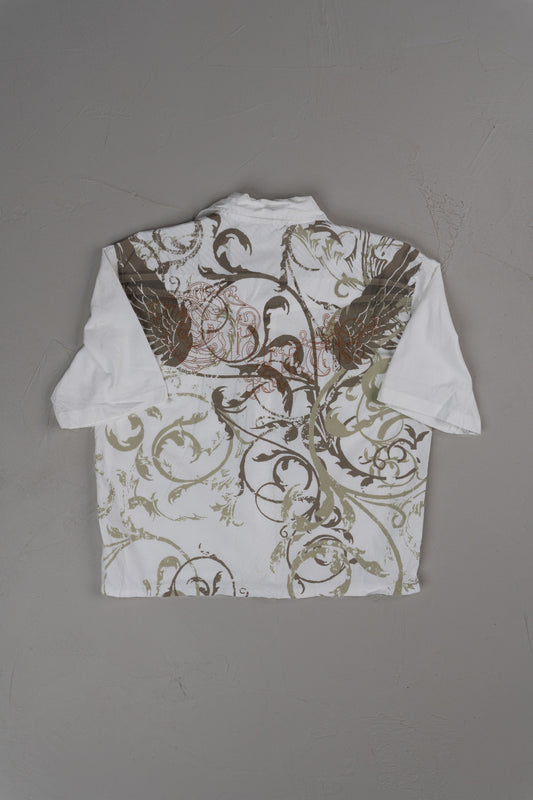 Vintage Y2K Cathcart Black Cropped Button-Up T-shirt